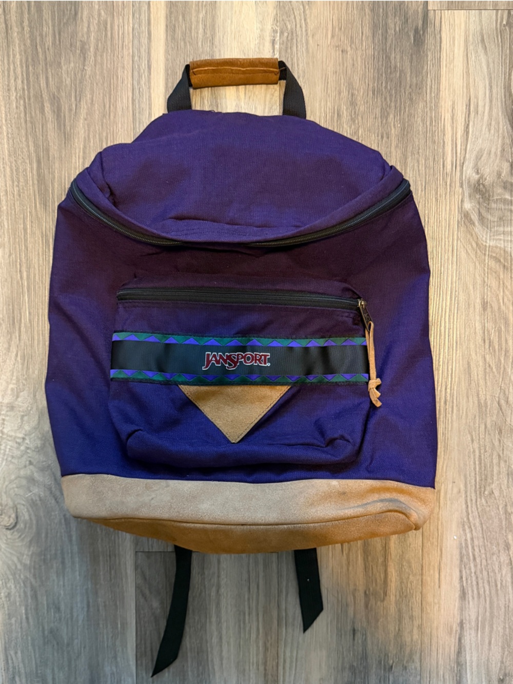 Vintage JanSport Purple Backpack with Tan Accents